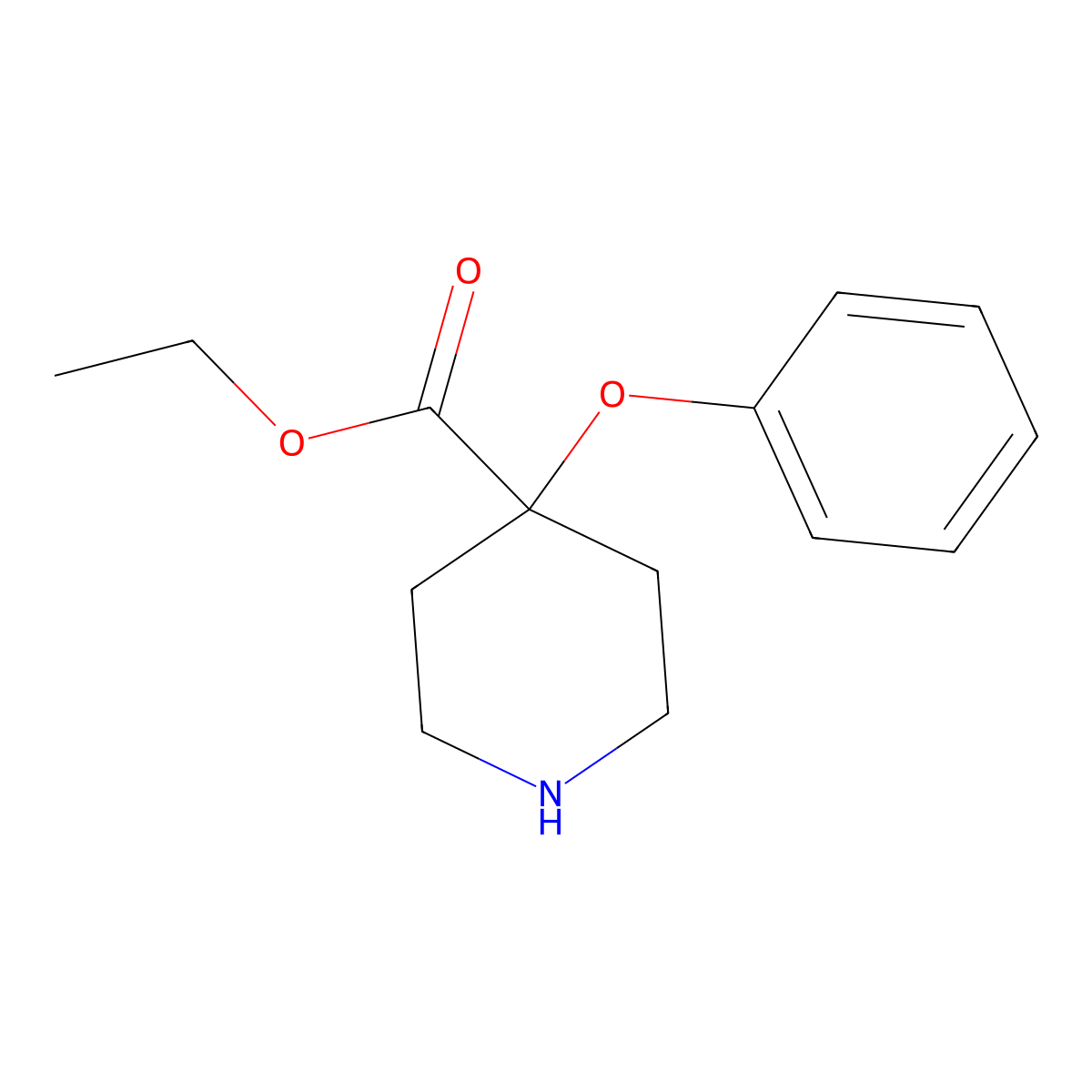 Ethyl 4-phenoxypiperidine-4-carboxylate molecular structure, CAS 2112522-88-8