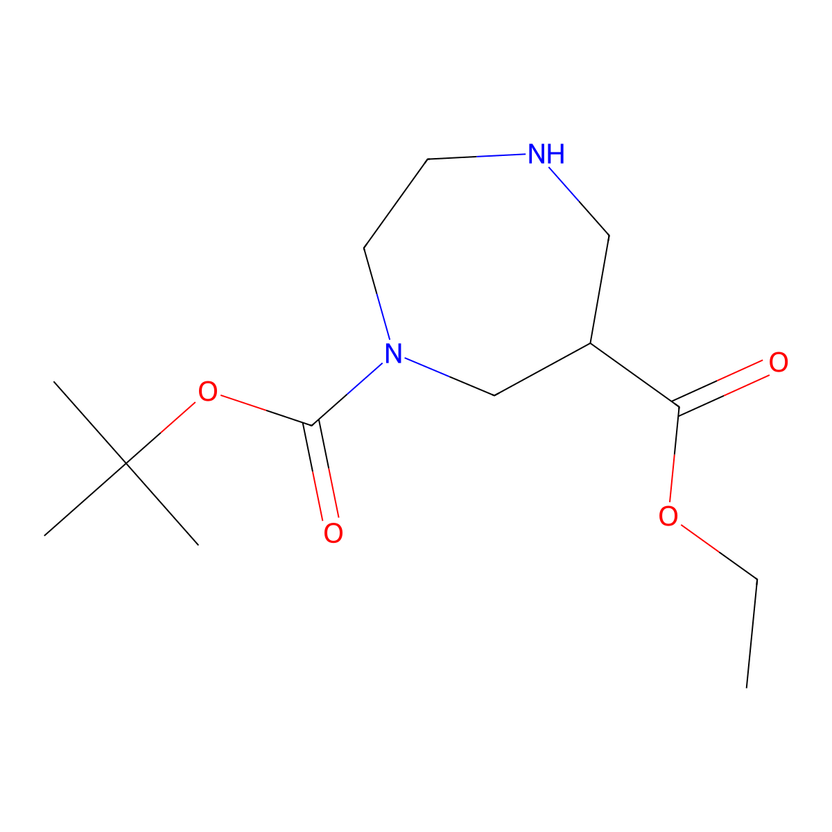 1-Tert-butyl 6-ethyl 1,4-diazepane-1,6-dicarboxylate molecular structure, CAS 2112532-85-9