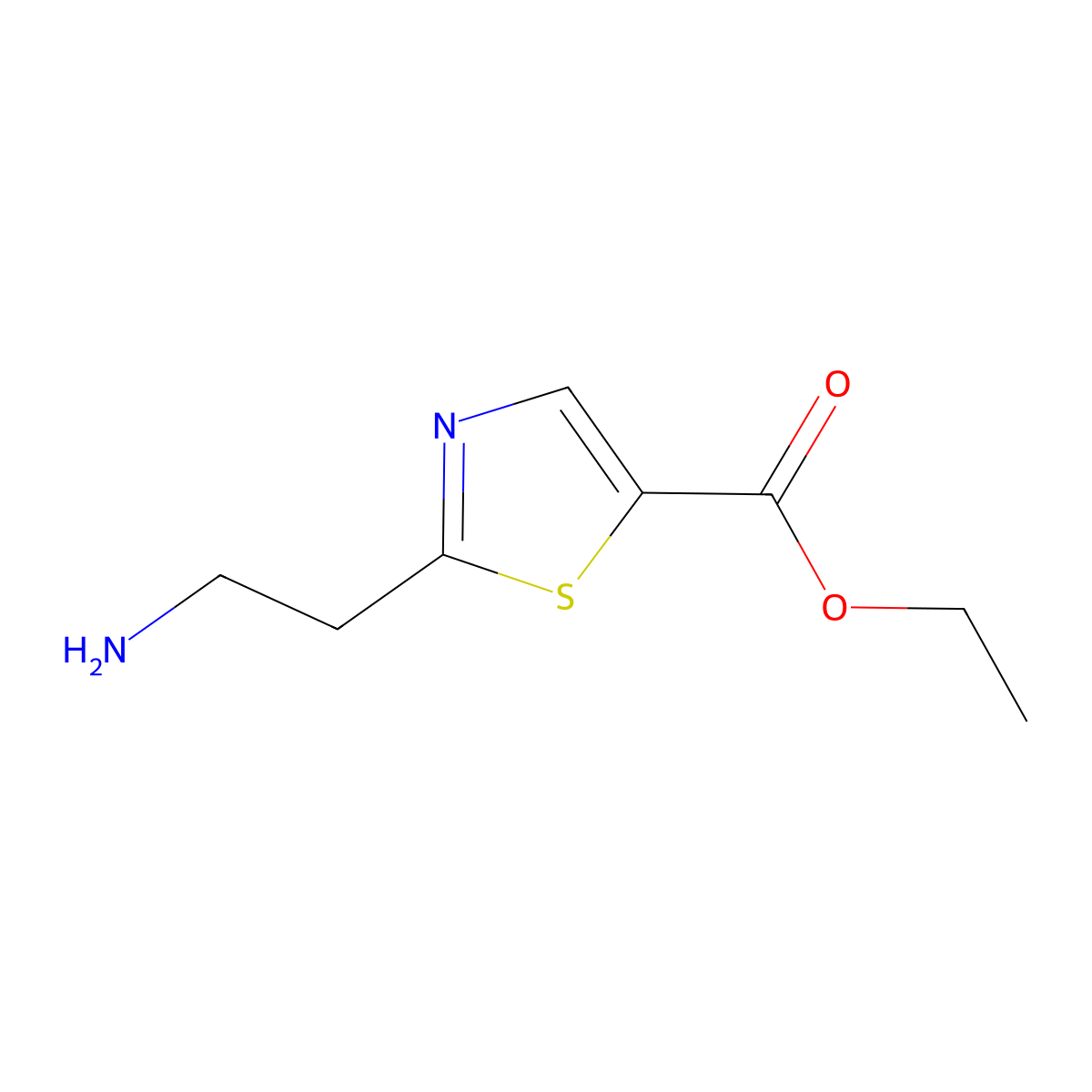 Ethyl 2-(2-aminoethyl)-1,3-thiazole-5-carboxylate molecular structure, CAS 2112544-10-0
