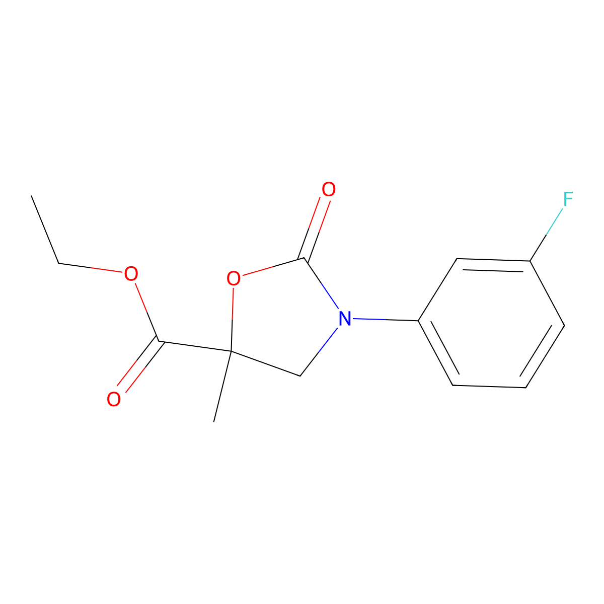 Ethyl 3-(3-fluorophenyl)-5-methyl-2-oxo-1,3-oxazolidine-5-carboxylate molecular structure, CAS 2112553-71-4