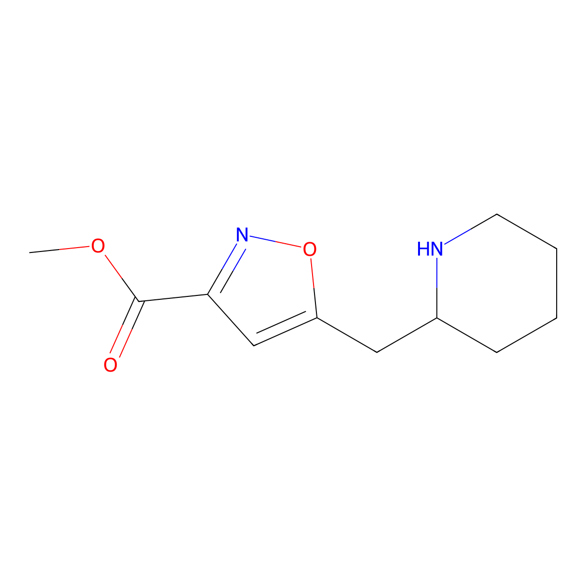 Methyl 5-[(piperidin-2-yl)methyl]-1,2-oxazole-3-carboxylate molecular structure, CAS 2112589-21-4