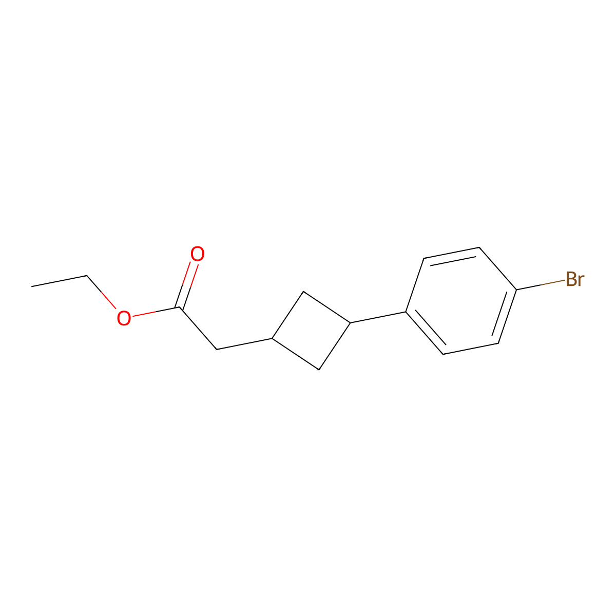 Ethyl 2-(3-(4-bromophenyl)cyclobutyl)acetate molecular structure, CAS 2112627-73-1