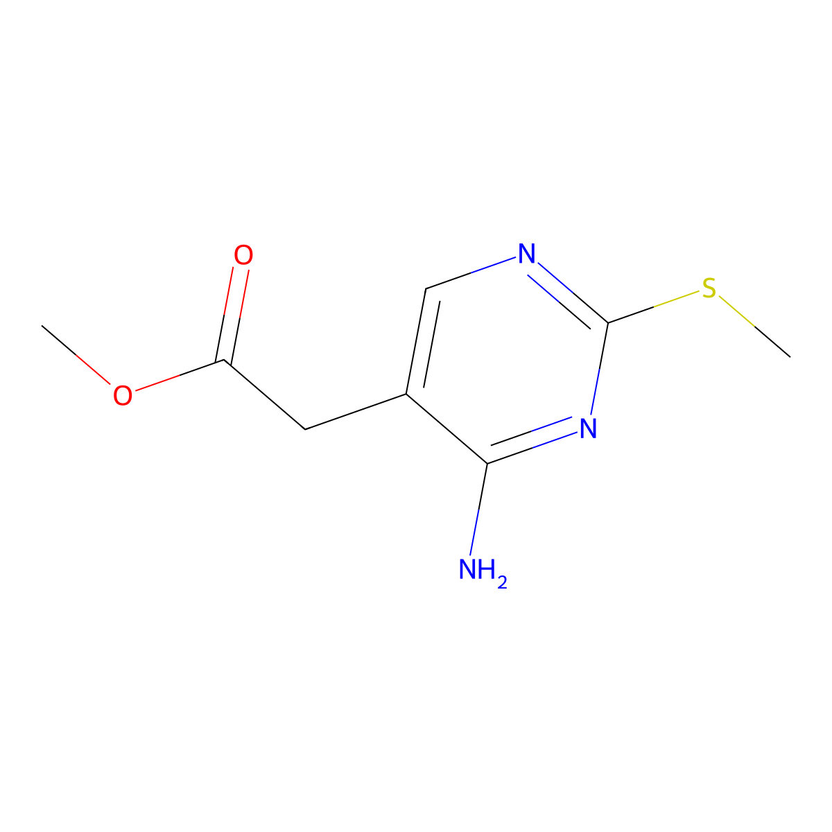 Methyl 2-[4-amino-2-(methylsulfanyl)pyrimidin-5-yl]acetate molecular structure, CAS 2112654-97-2