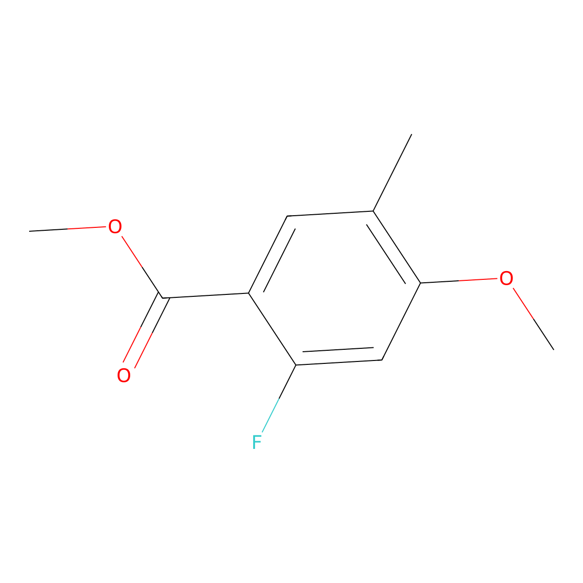 Methyl 2-fluoro-4-methoxy-5-methylbenzoate molecular structure, CAS 2112658-08-7