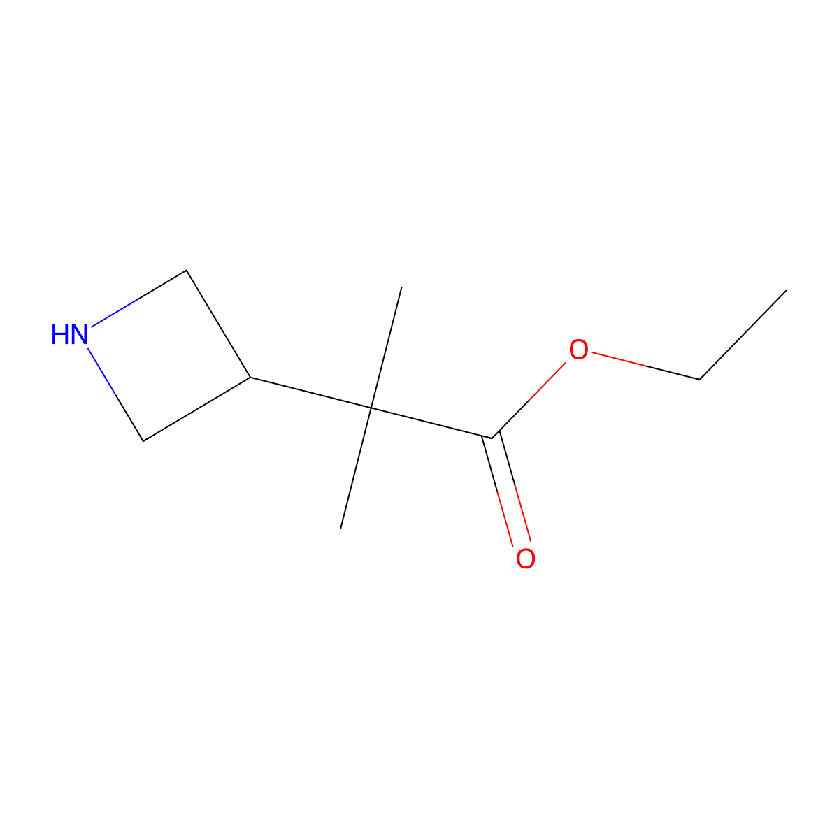 Ethyl 2-(azetidin-3-yl)-2-methylpropanoate molecular structure, CAS 2112659-58-0