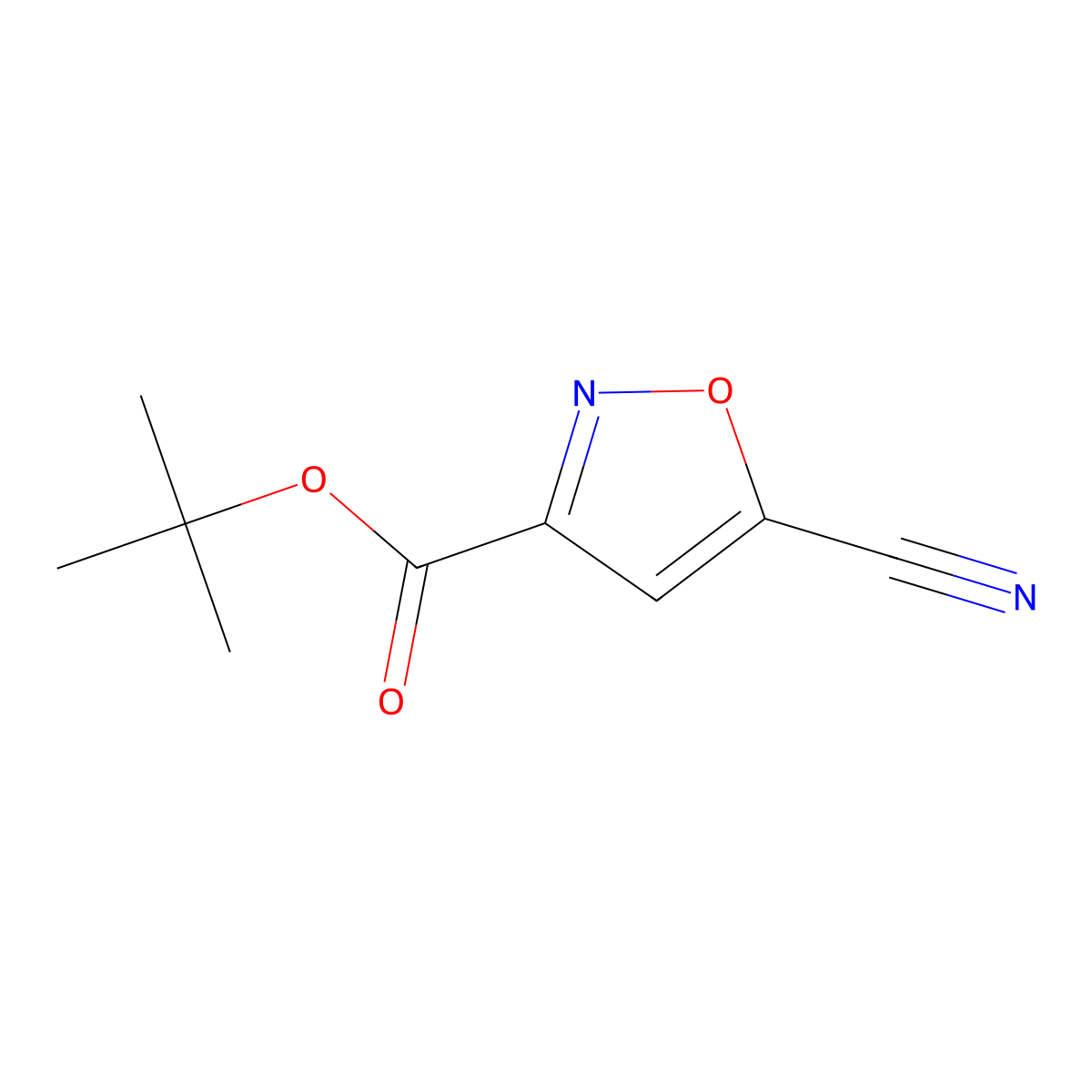 Tert-butyl 5-cyano-1,2-oxazole-3-carboxylate molecular structure, CAS 2112671-44-8