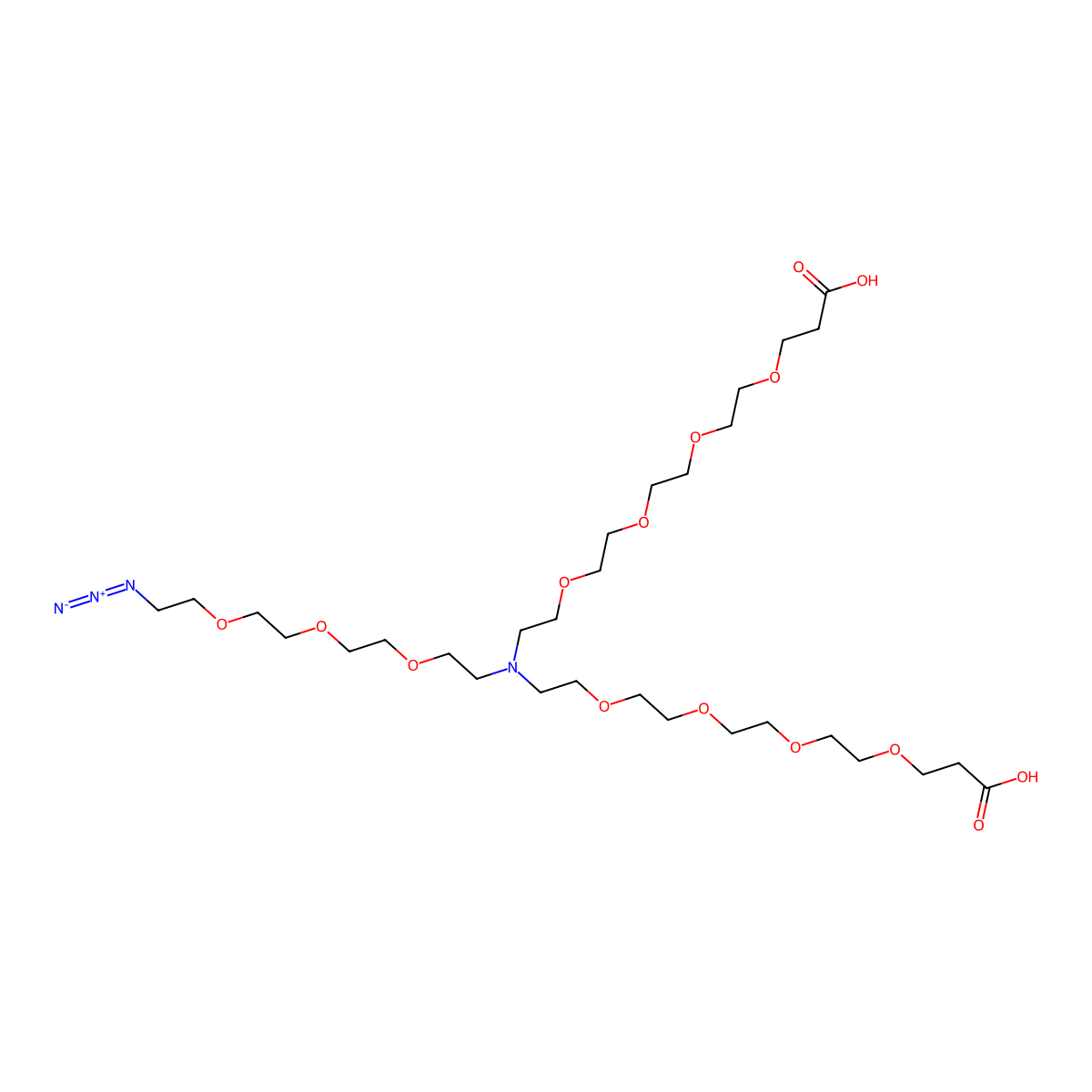 N-(Azido-PEG3)-N-bis(PEG4-acid) molecular structure, CAS 2112731-54-9