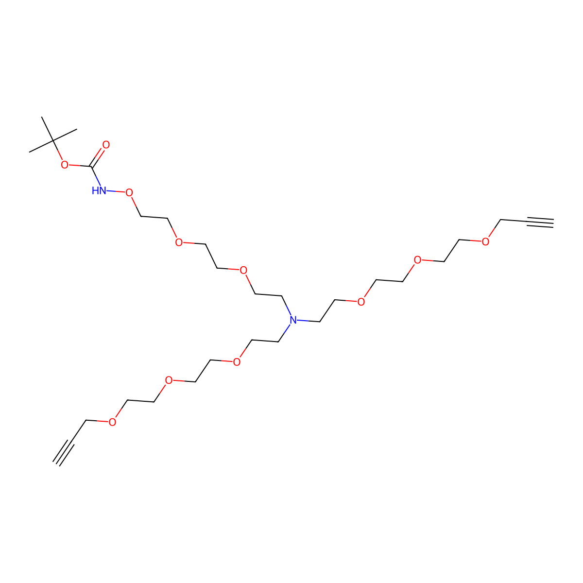 N-(t-Boc-Aminooxy-PEG2)-N-bis(PEG3-propargyl) molecular structure, CAS 2112737-60-5