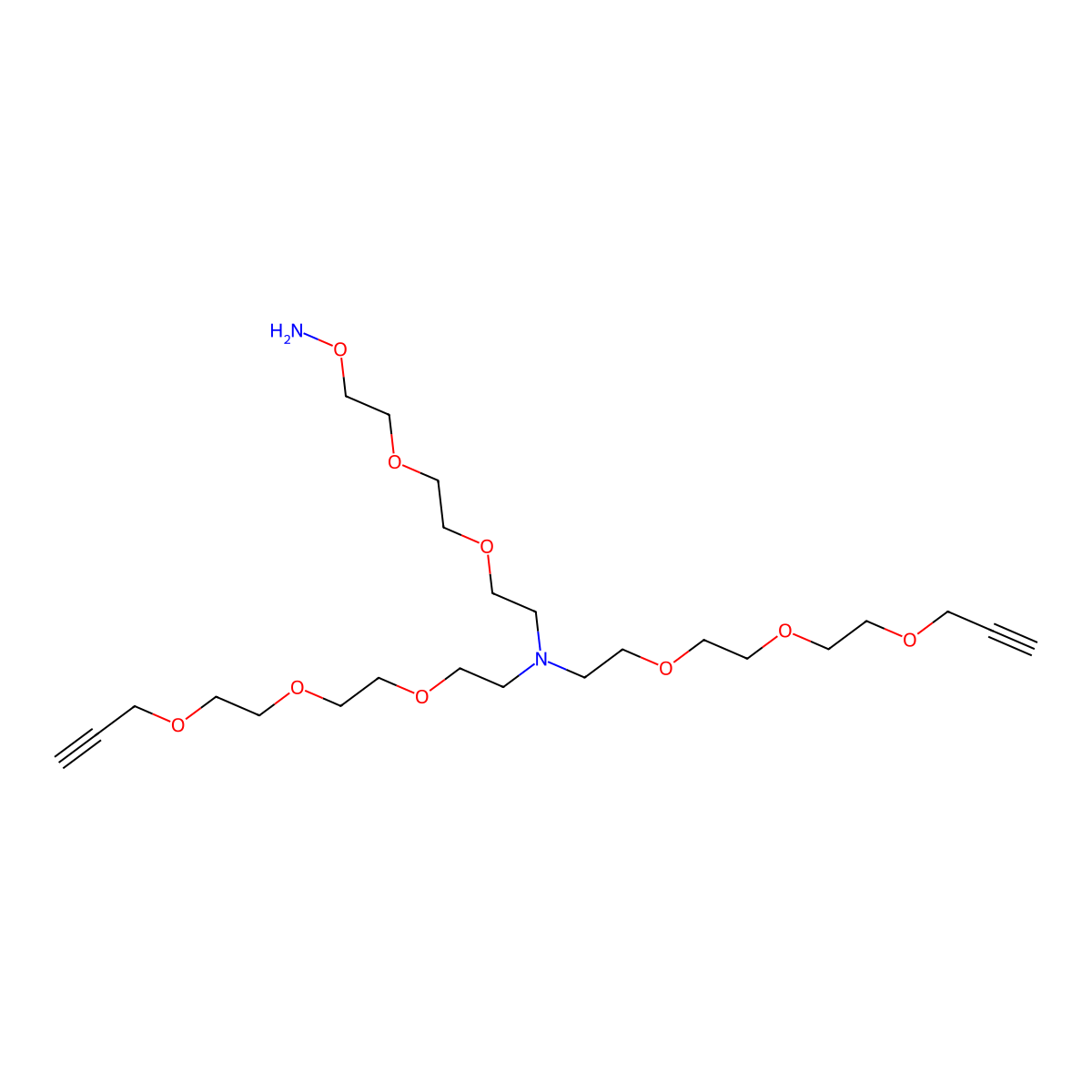 N-(Aminooxy-PEG2)-N-bis(PEG3-propargyl) molecular structure, CAS 2112737-71-8