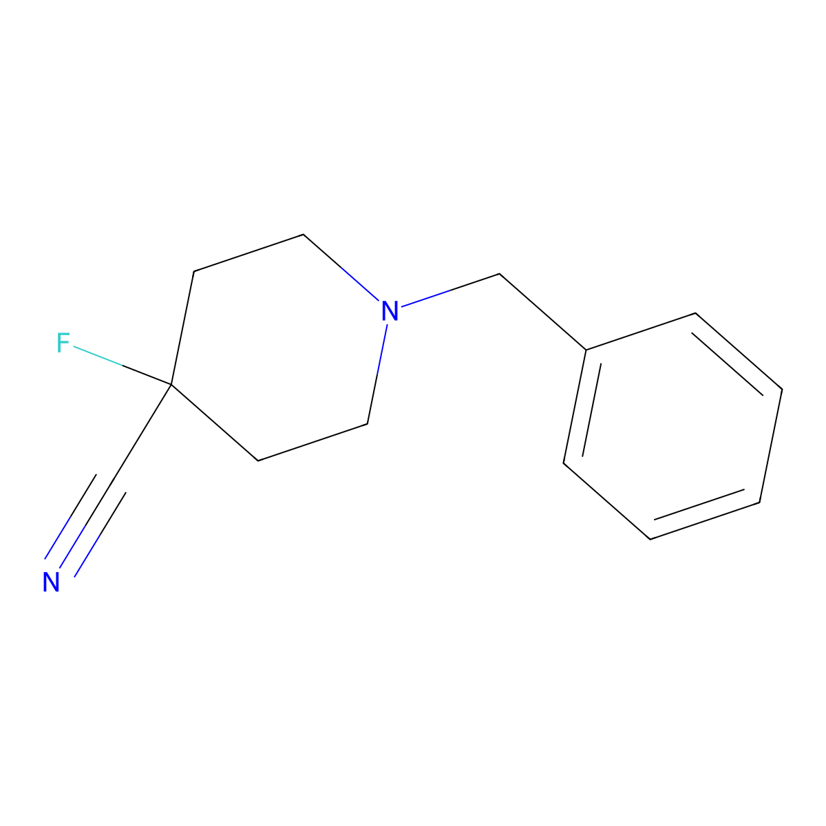1-Benzyl-4-fluoropiperidine-4-carbonitrile molecular structure, CAS 2112764-59-5