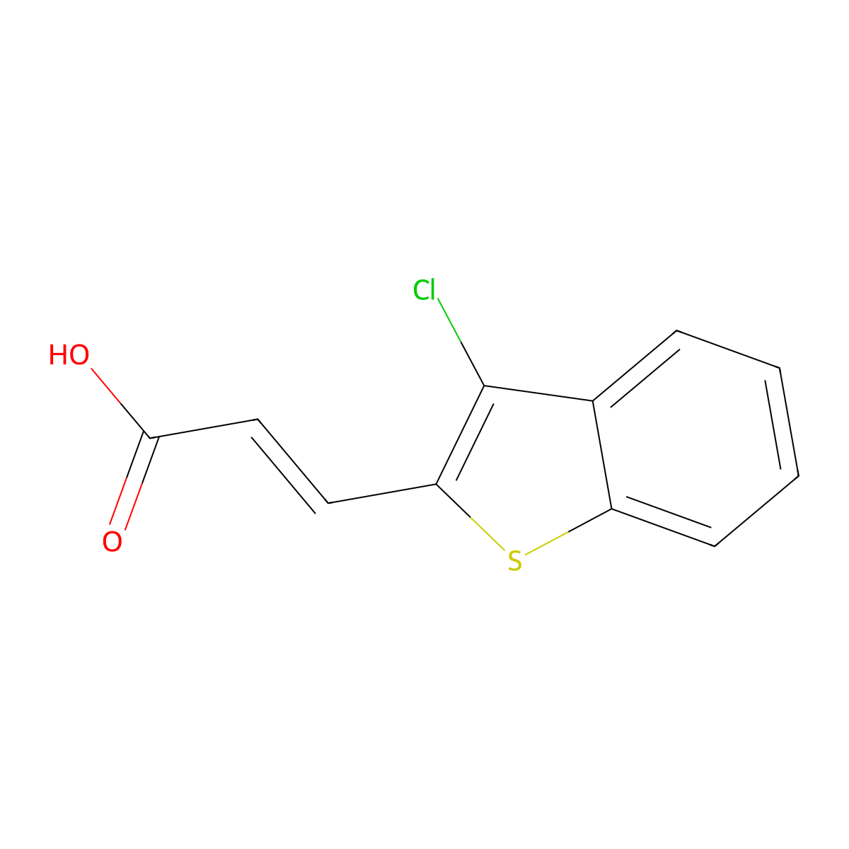 3-(3-Chloro-1-benzothiophen-2-yl)prop-2-enoic acid molecular structure, CAS 2112766-33-1