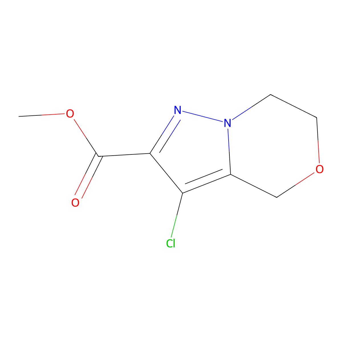 methyl 3-chloro-4H,6H,7H-pyrazolo[3,2-c][1,4]oxazine-2-carboxylate molecular structure, CAS 2112769-27-2