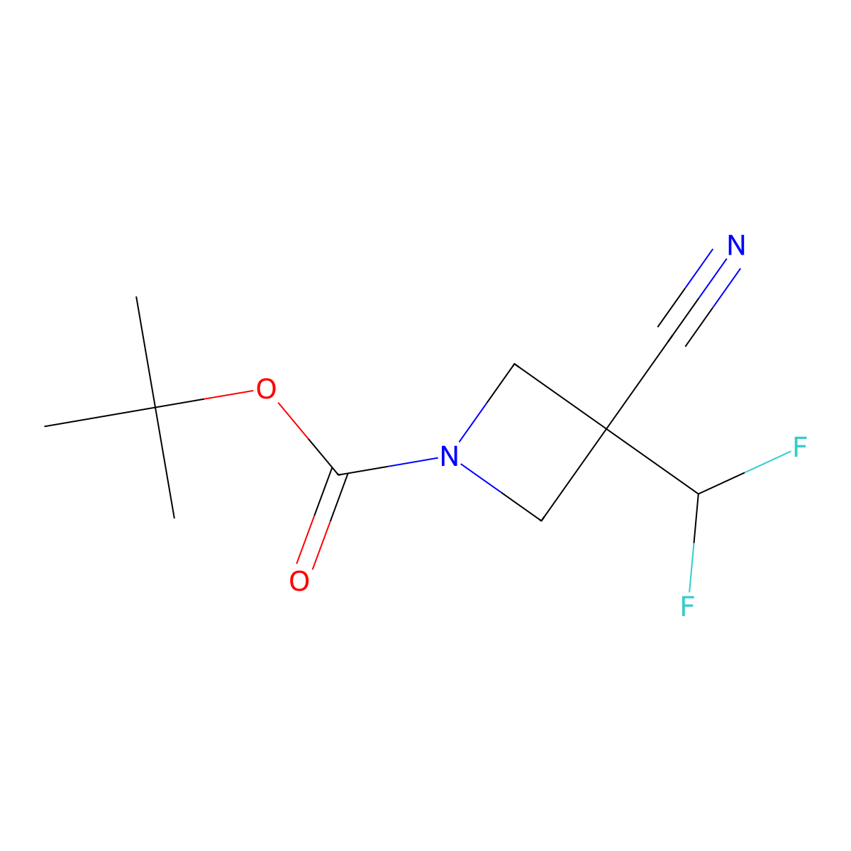 Tert-butyl 3-cyano-3-(difluoromethyl)azetidine-1-carboxylate molecular structure, CAS 2112770-47-3