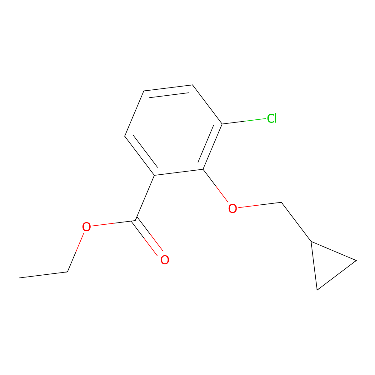 Ethyl 3-chloro-2-(cyclopropylmethoxy)benZoate molecular structure, CAS 2112827-10-6