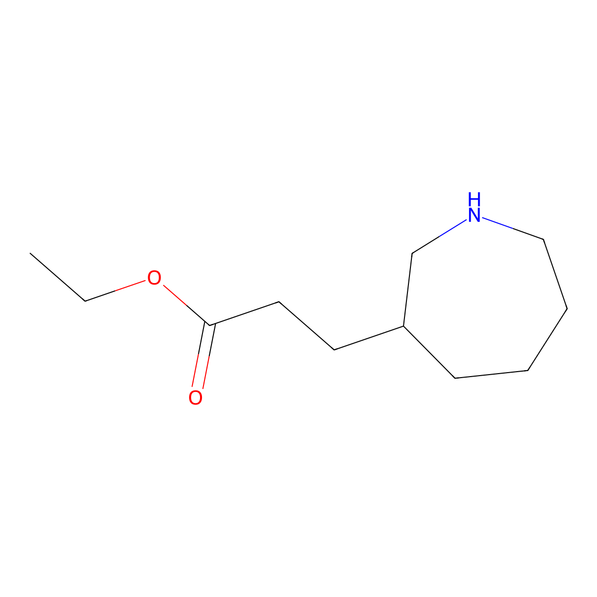 Ethyl 3-(azepan-3-yl)propanoate molecular structure, CAS 2112911-32-5