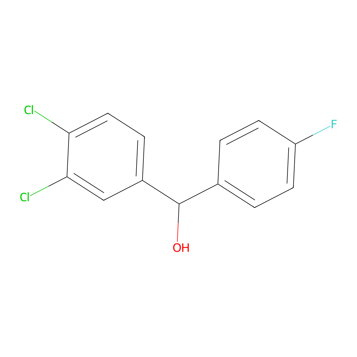 (3,4-Dichlorophenyl)(4-fluorophenyl)methanol molecular structure, CAS 211293-78-6
