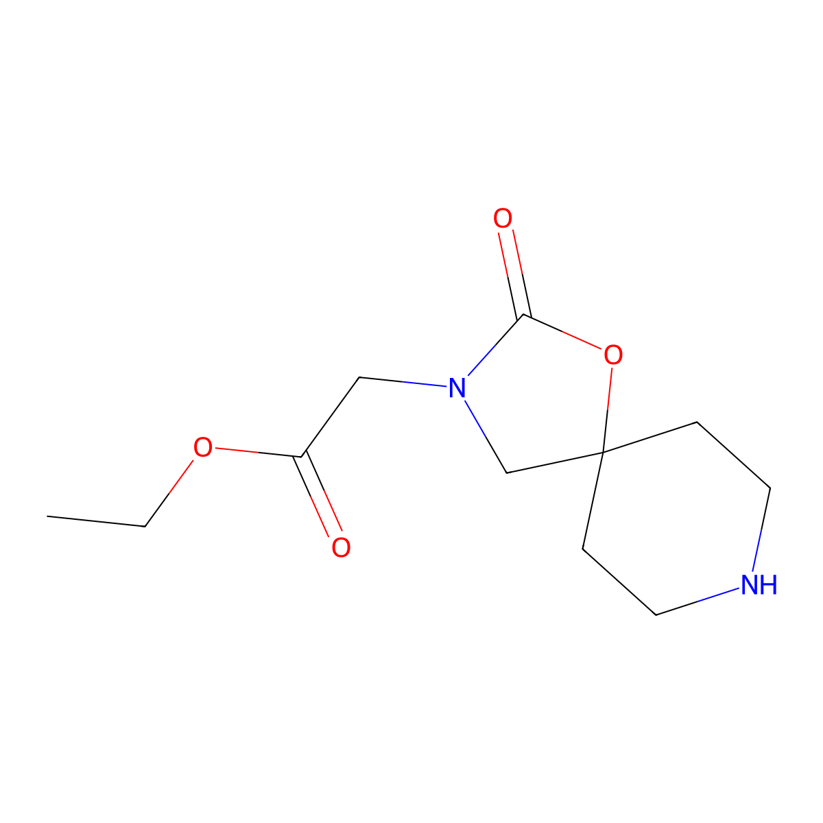 Ethyl 2-{2-oxo-1-oxa-3,8-diazaspiro[4.5]decan-3-yl}acetate molecular structure, CAS 2112951-64-9