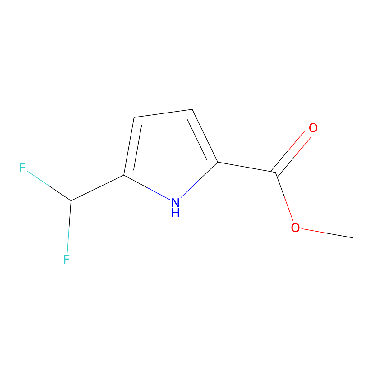 Methyl 5-(difluoromethyl)-1H-pyrrole-2-carboxylate molecular structure, CAS 2112952-30-2