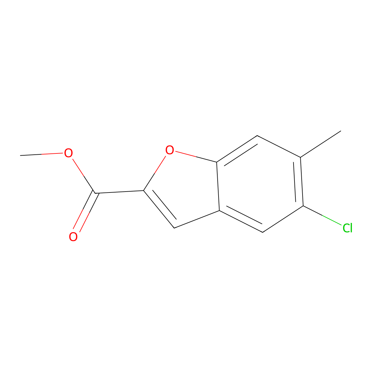 Methyl 5-chloro-6-methyl-1-benzofuran-2-carboxylate molecular structure, CAS 2112973-37-0