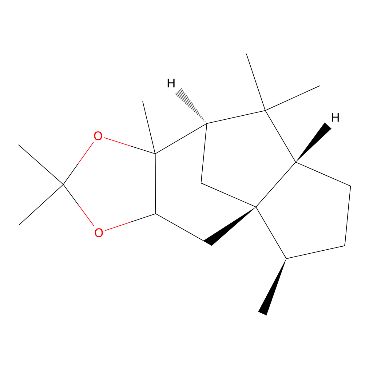 4H-4a,9-Methanoazuleno[5,6-d]-1,3-dioxole, octahydro-2,2,5,8,8,9a-hexamethyl-, (4aR,5R,7aS,9R)- molecular structure, CAS 211299-54-6