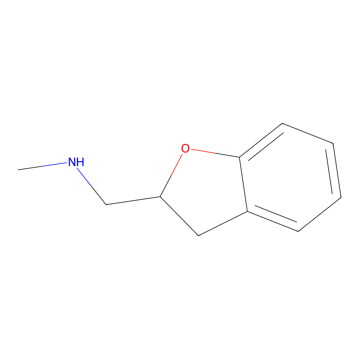 2-Methylaminomethyl-2,3-dihydrobenzofuran molecular structure, CAS 21130-01-8