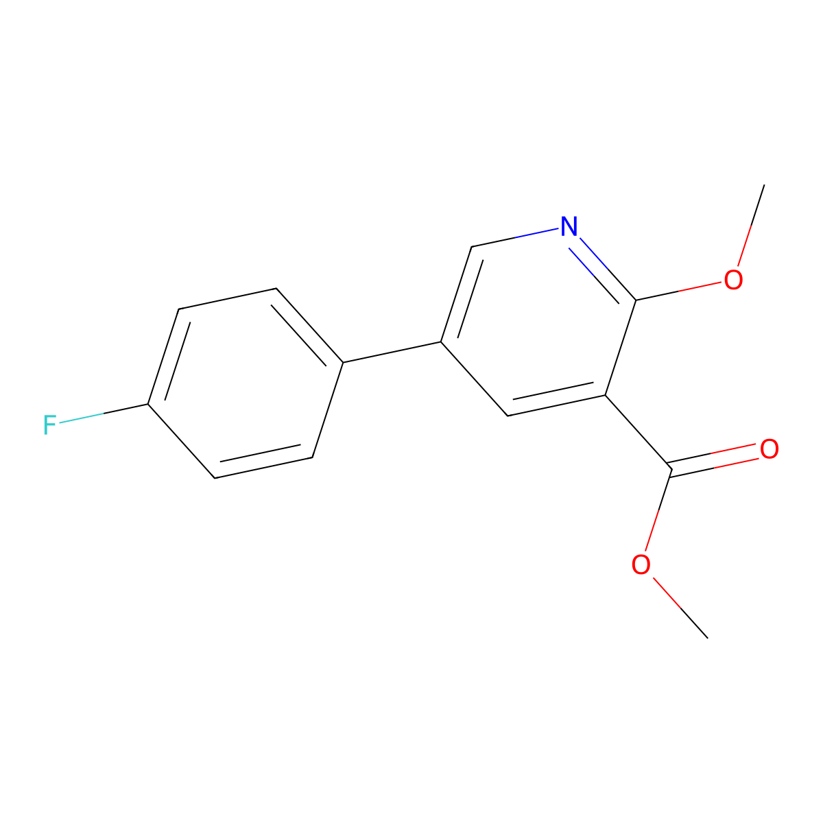 Methyl 5-(4-fluorophenyl)-2-methoxy-3-pyridinecarboxylate molecular structure, CAS 2113022-13-0