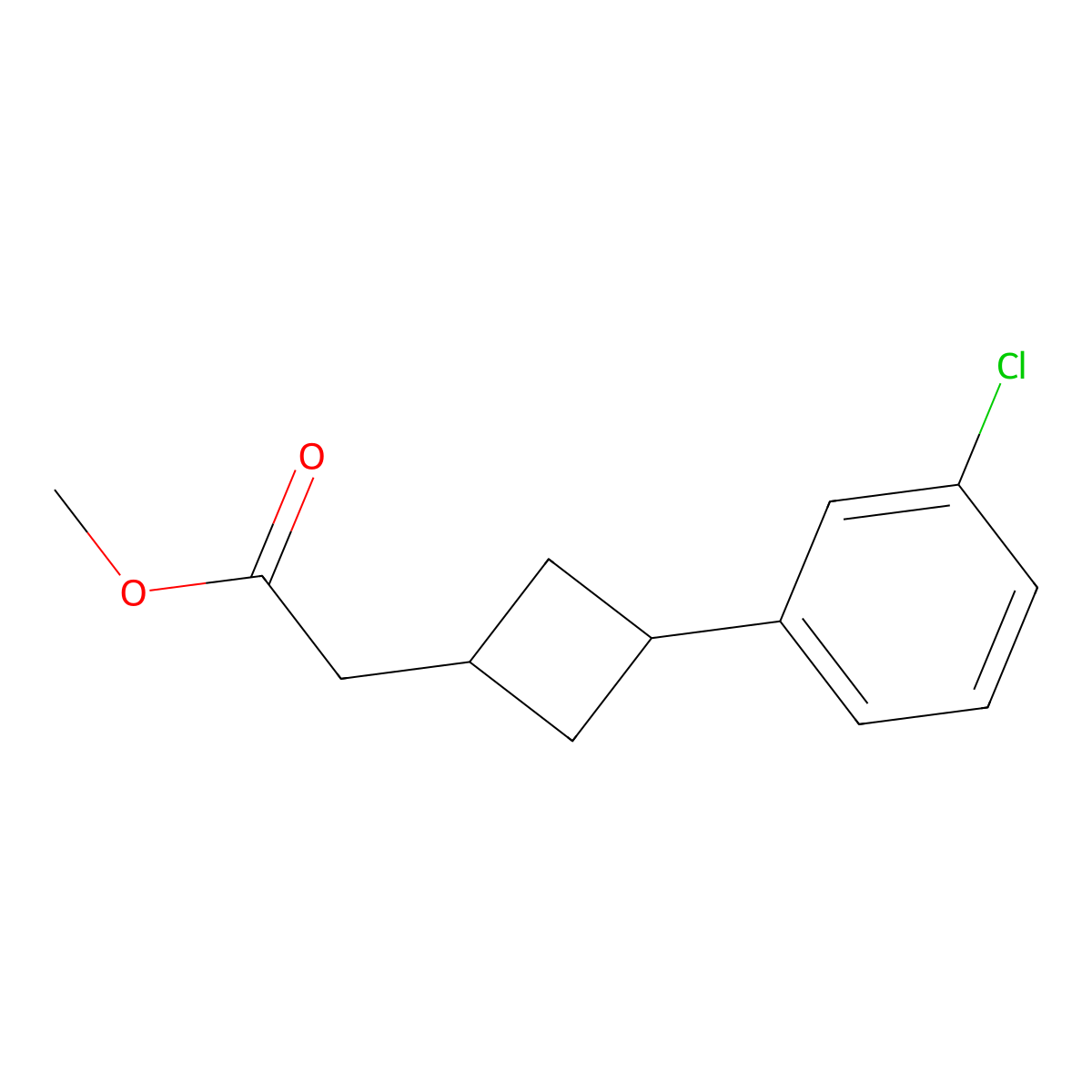 Methyl 2-(3-(3-chlorophenyl)cyclobutyl)acetate molecular structure, CAS 2113052-22-3