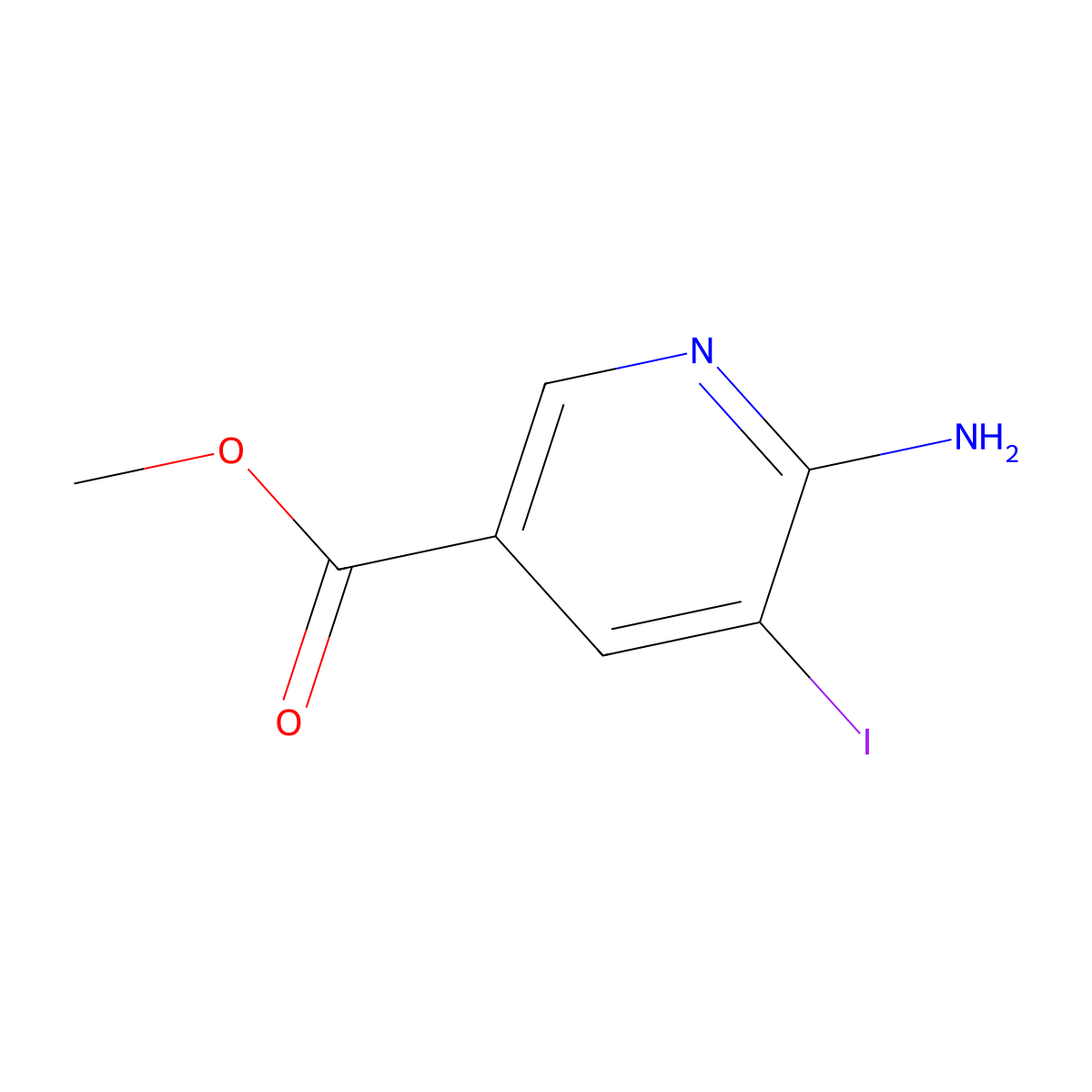 Methyl 6-amino-5-iodopyridine-3-carboxylate molecular structure, CAS 211308-80-4