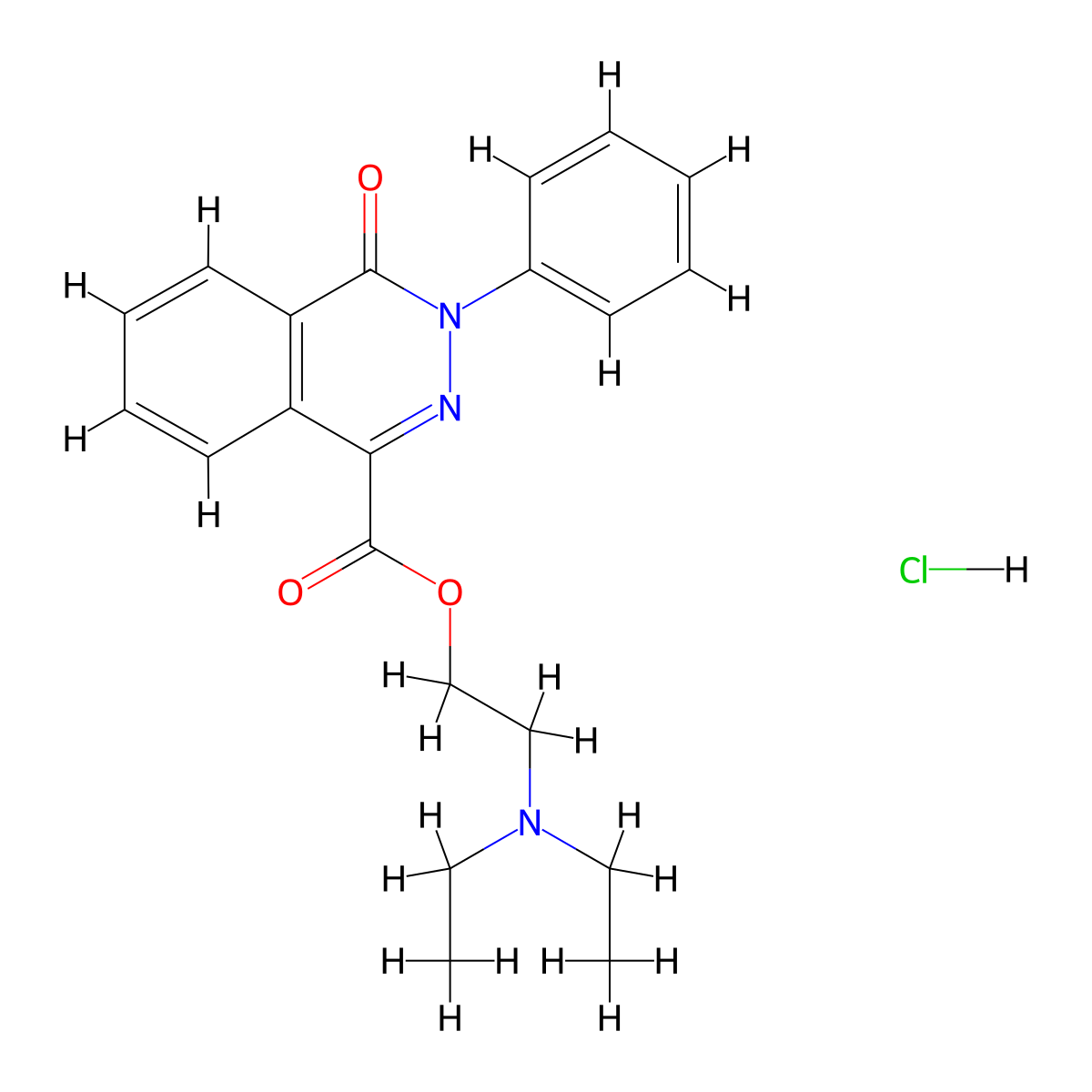 1-Phthalazinecarboxylic acid, 4-oxo-3-phenyl-, 2-(diethylamino)ethyl ester, hydrochloride molecular structure, CAS 21131-13-5