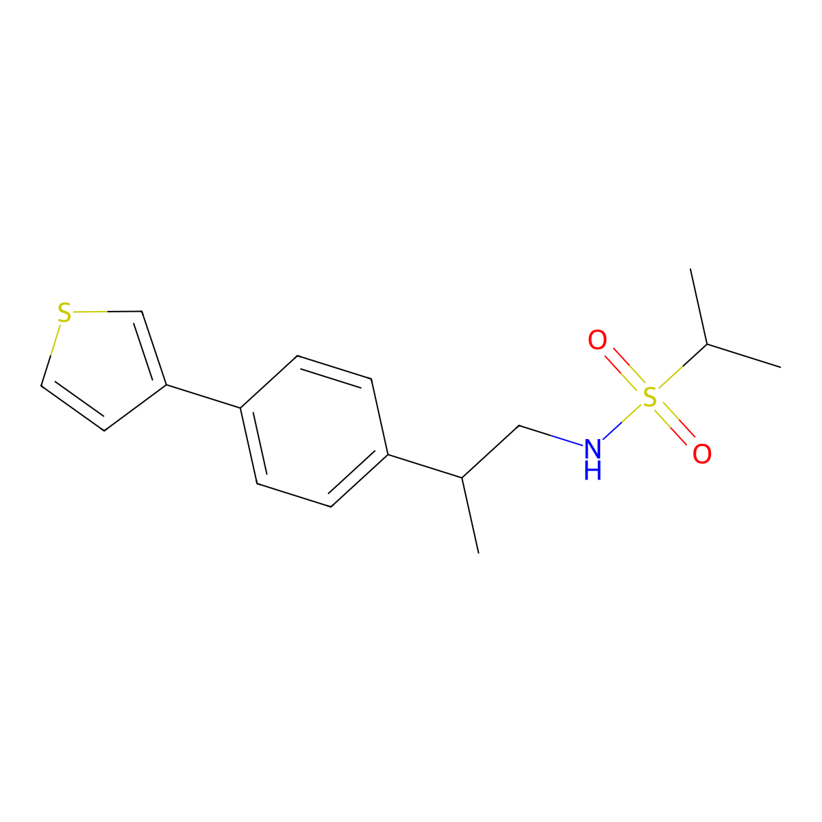 N-[2-(4-thiophen-3-ylphenyl)propyl]propane-2-sulfonamide molecular structure, CAS 211311-66-9