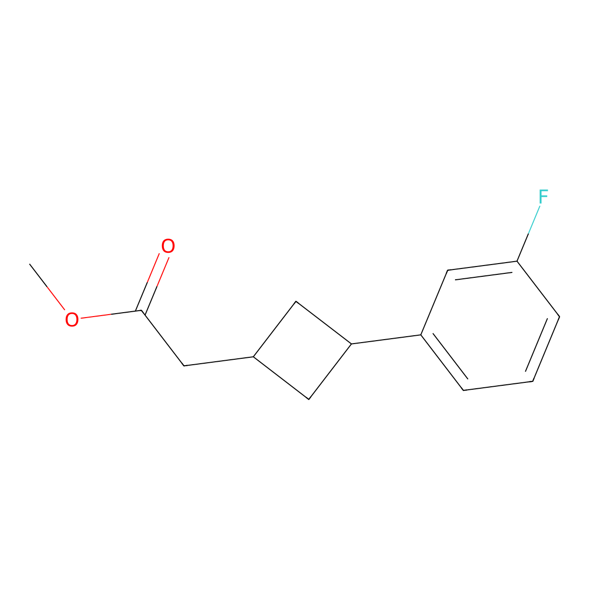 Methyl 2-(3-(3-fluorophenyl)cyclobutyl)acetate molecular structure, CAS 2113139-43-6
