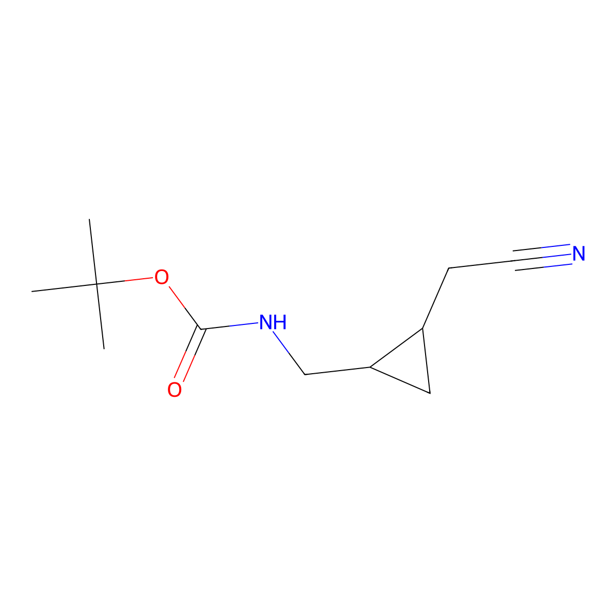 tert-butyl N-[[2-(cyanomethyl)cyclopropyl]methyl]carbamate molecular structure, CAS 2113141-15-2