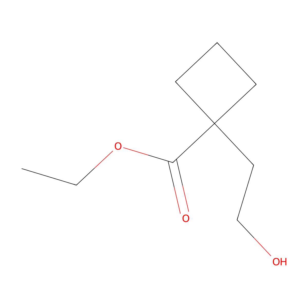 Ethyl 1-(2-hydroxyethyl)cyclobutane-1-carboxylate molecular structure, CAS 2113155-31-8