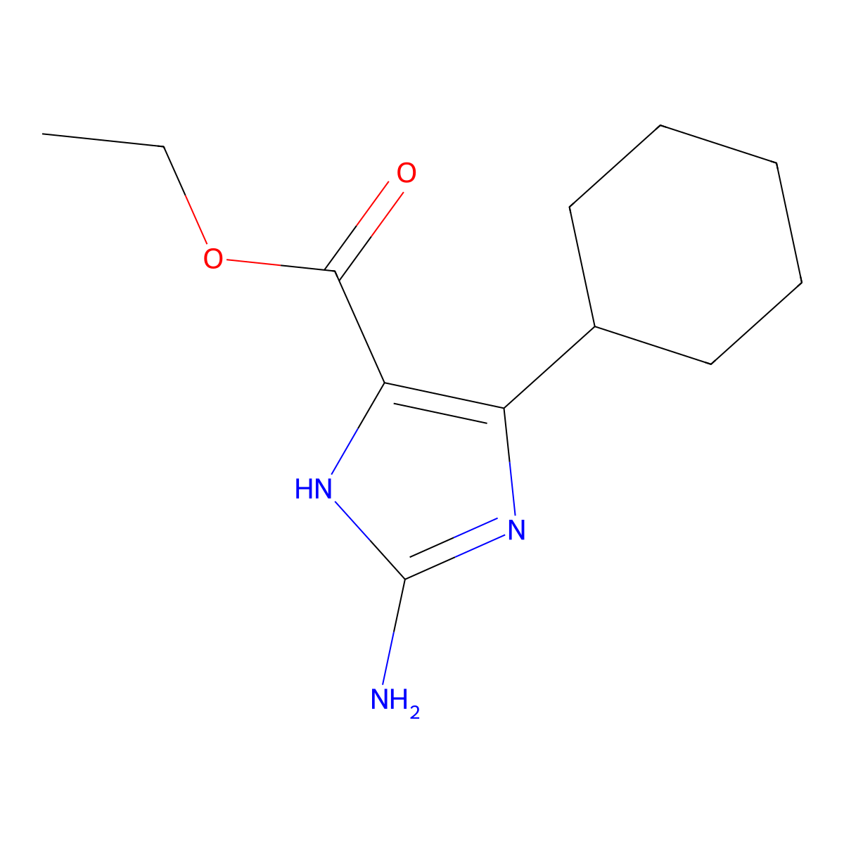Ethyl 2-amino-4-cyclohexyl-1H-imidazole-5-carboxylate molecular structure, CAS 2113185-19-4