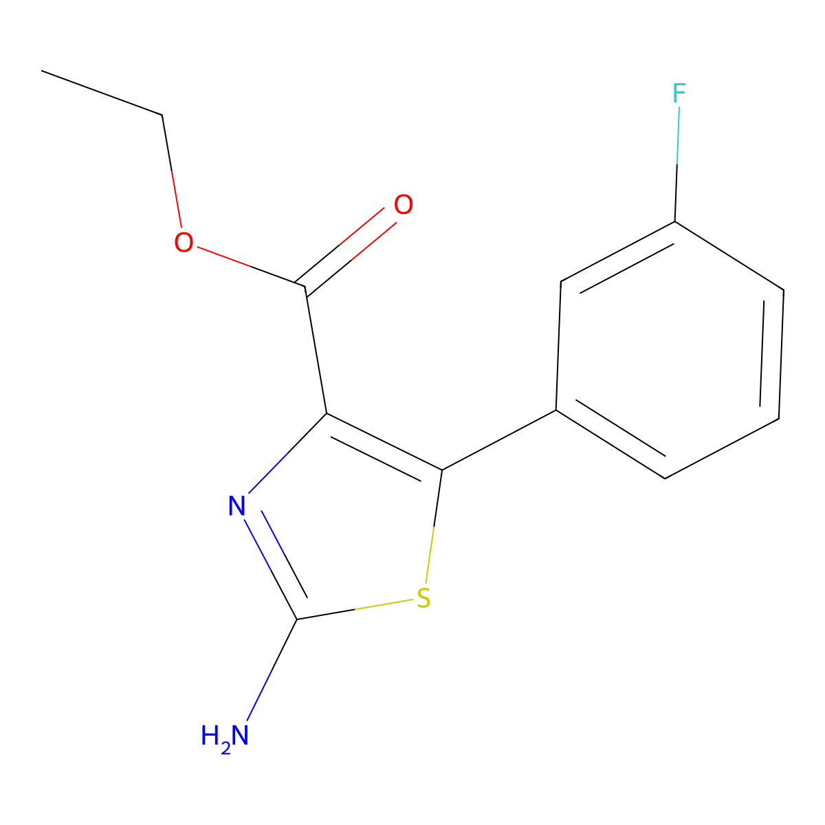 Ethyl 2-amino-5-(3-fluorophenyl)-1,3-thiazole-4-carboxylate molecular structure, CAS 2113199-32-7
