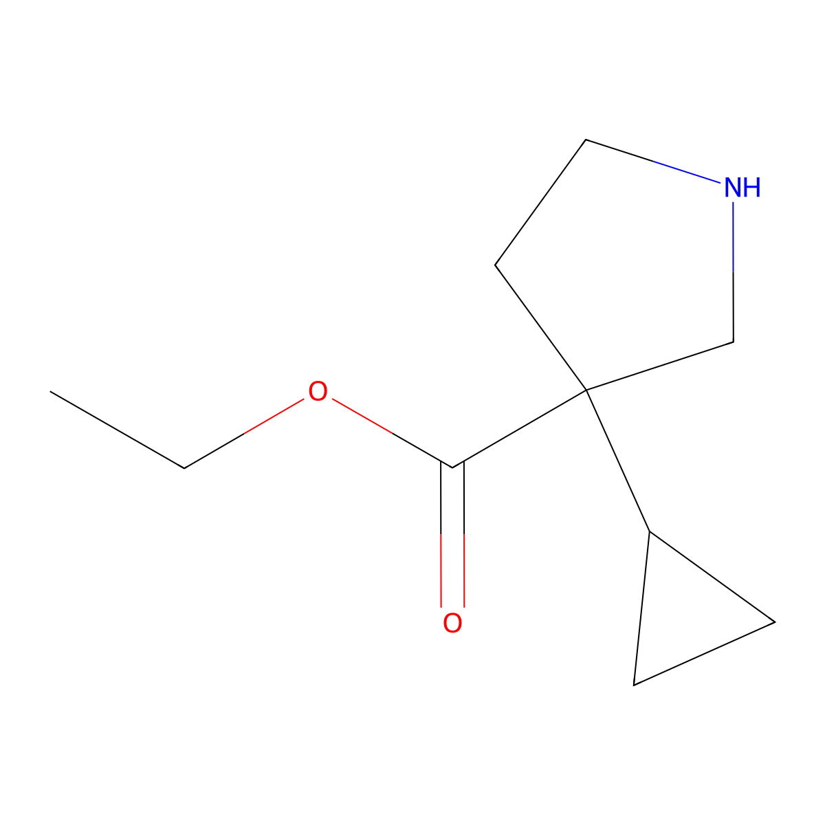 Ethyl 3-cyclopropylpyrrolidine-3-carboxylate molecular structure, CAS 2113199-74-7