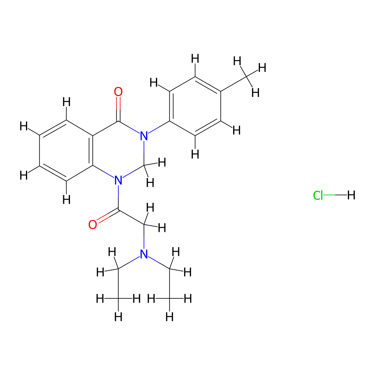 4(1H)-Quinazolinone, 2,3-dihydro-1-(diethylaminoacetyl)-3-(p-tolyl)-, hydrochloride molecular structure, CAS 21132-00-3