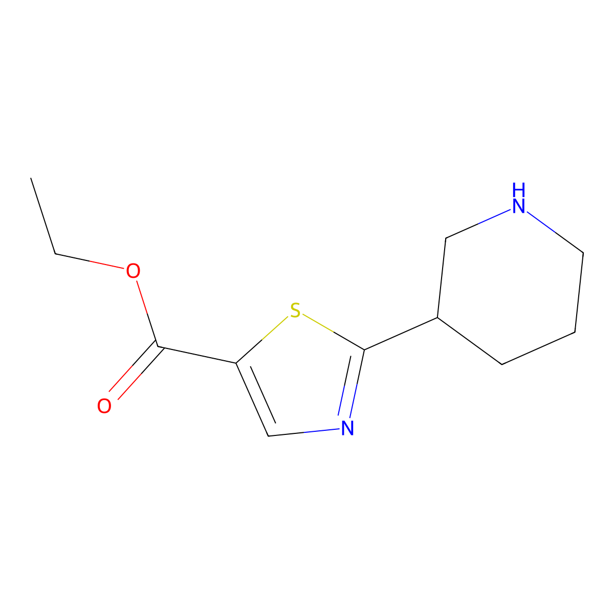 Ethyl 2-(piperidin-3-yl)-1,3-thiazole-5-carboxylate molecular structure, CAS 2113228-24-1