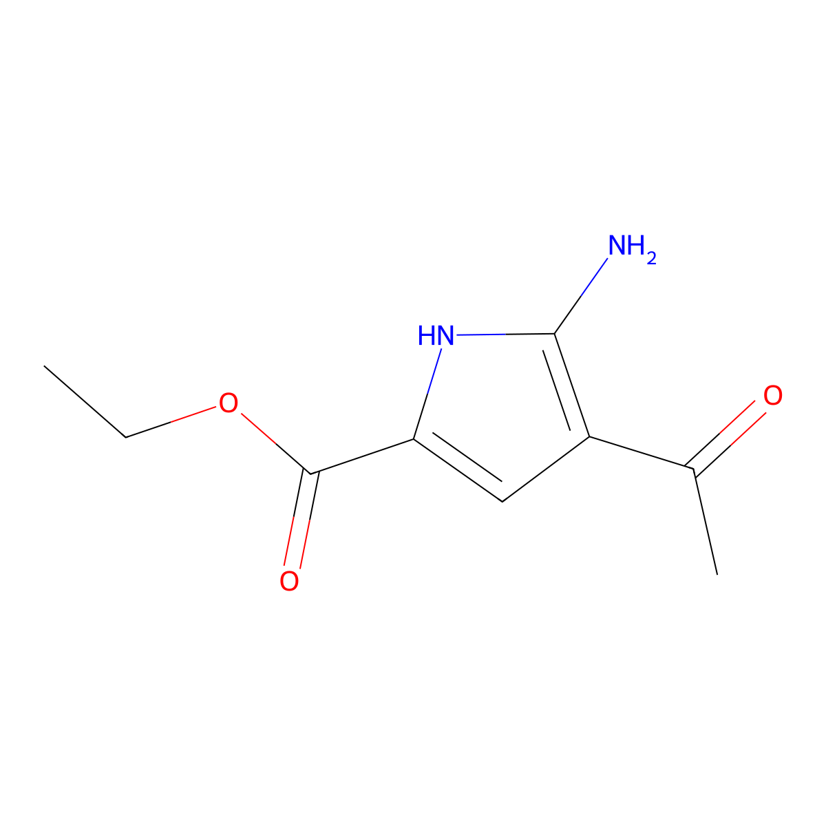 Ethyl 4-acetyl-5-amino-1H-pyrrole-2-carboxylate molecular structure, CAS 2113295-30-8