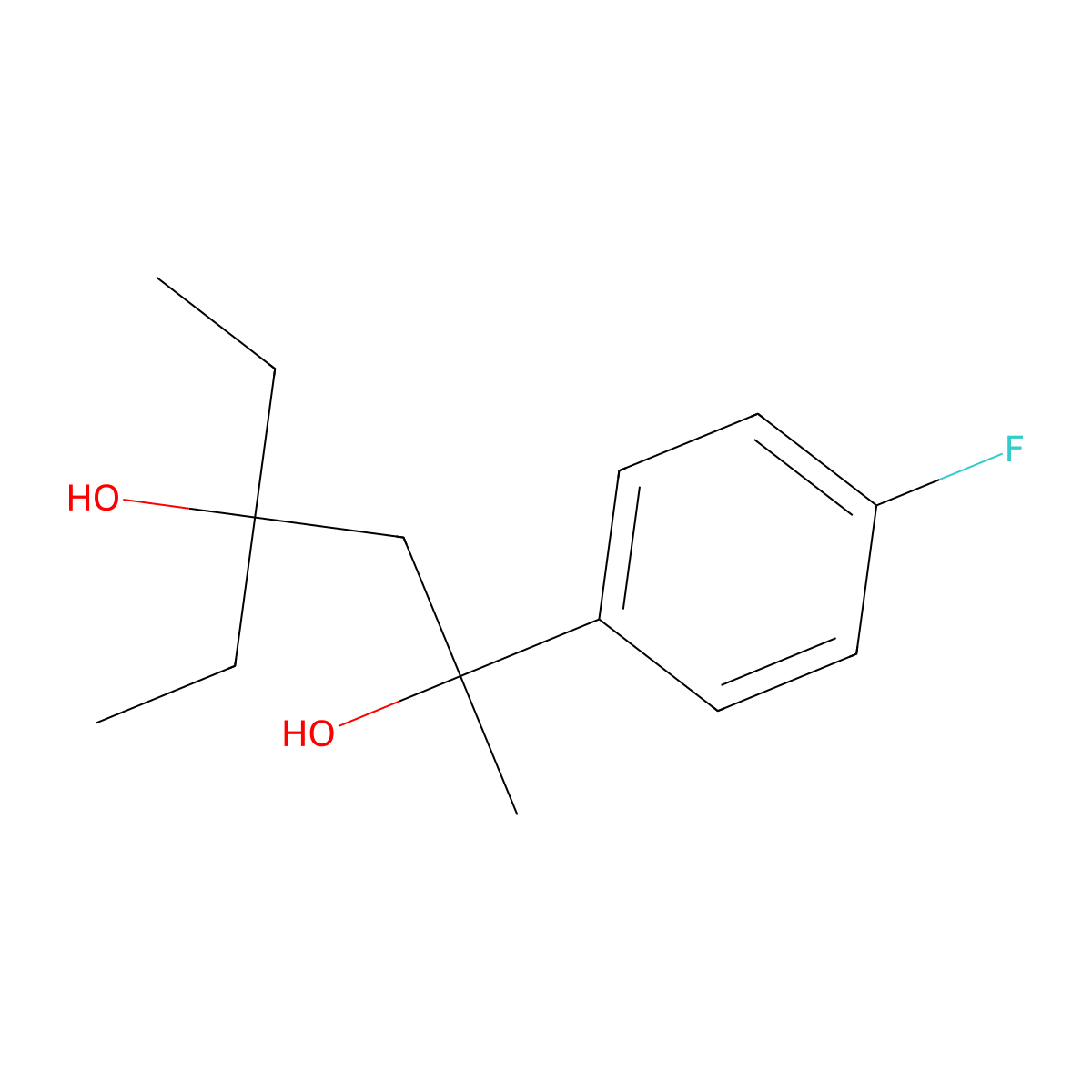2,4-Hexanediol, 2-(p-fluorophenyl)-4-ethyl- molecular structure, CAS 21133-87-9