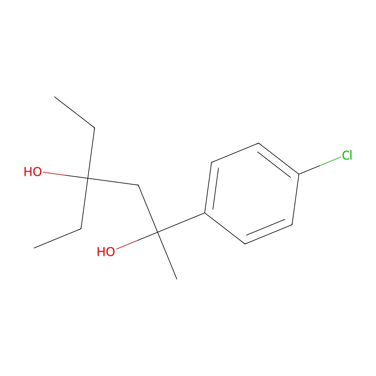 2,4-Hexanediol, 2-(p-chlorophenyl)-4-ethyl- molecular structure, CAS 21133-88-0