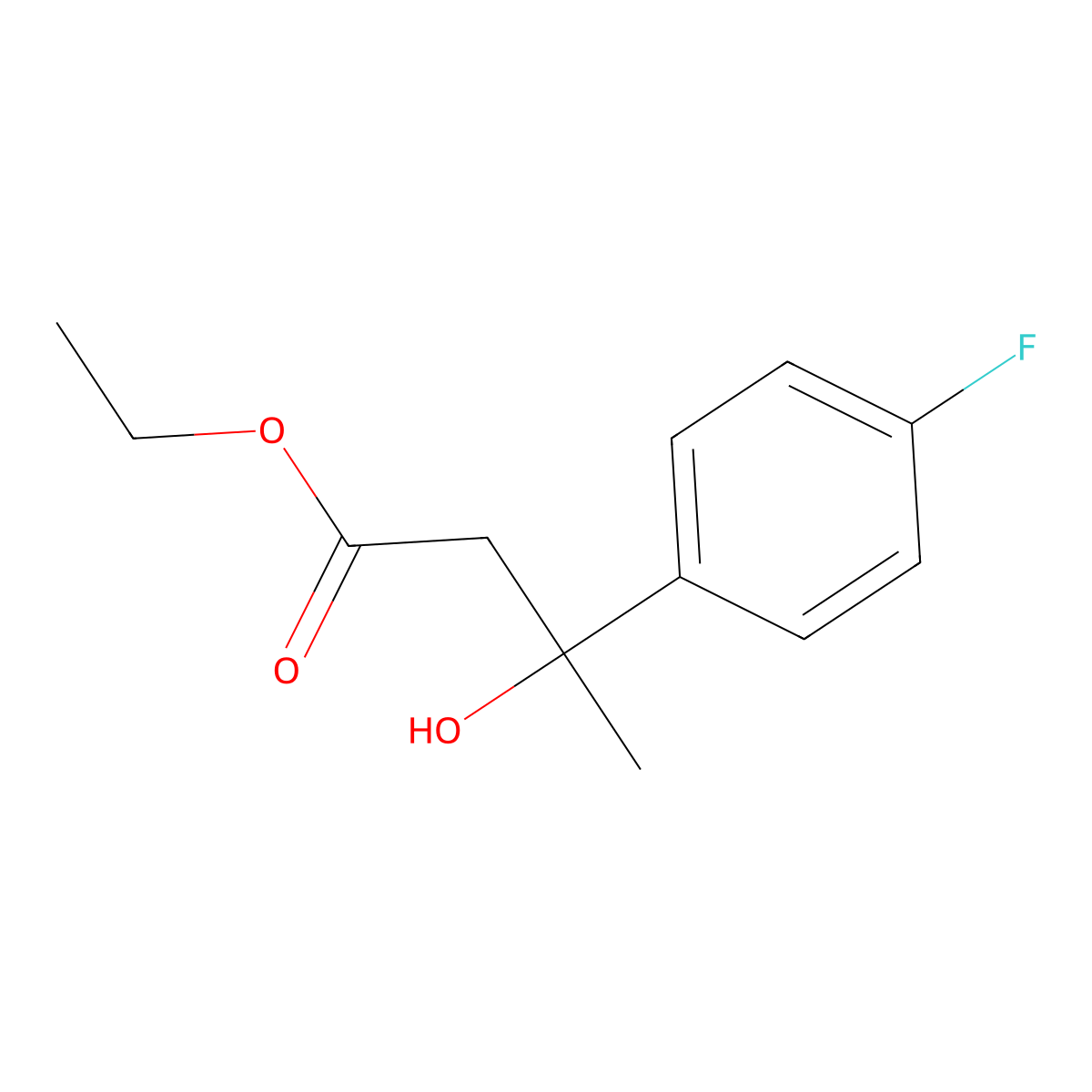 Ethyl 3-(4-fluorophenyl)-3-hydroxybutanoate molecular structure, CAS 21133-97-1