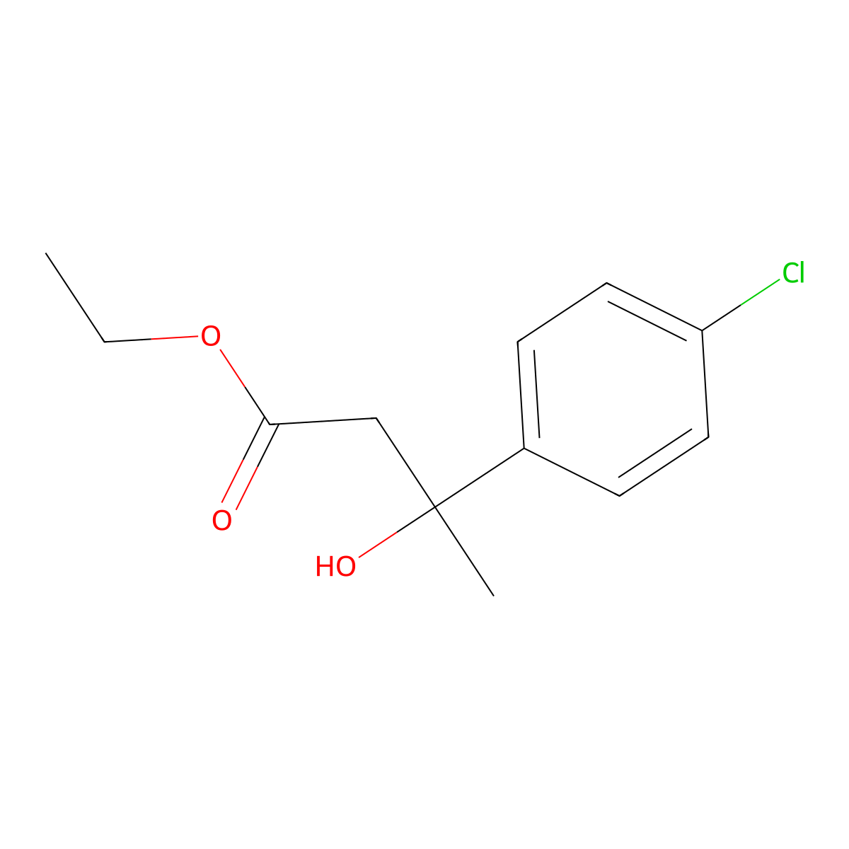 Ethyl 3-(4-chlorophenyl)-3-hydroxybutanoate molecular structure, CAS 21133-98-2
