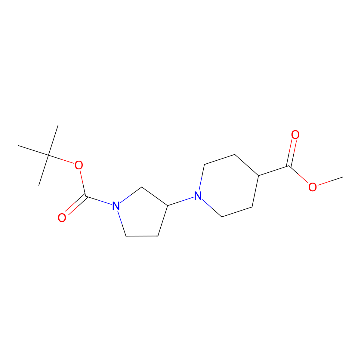 Methyl 1-(1-(tert-butoxycarbonyl)pyrrolidin-3-YL)piperidine-4-carboxylate molecular structure, CAS 2113311-45-6
