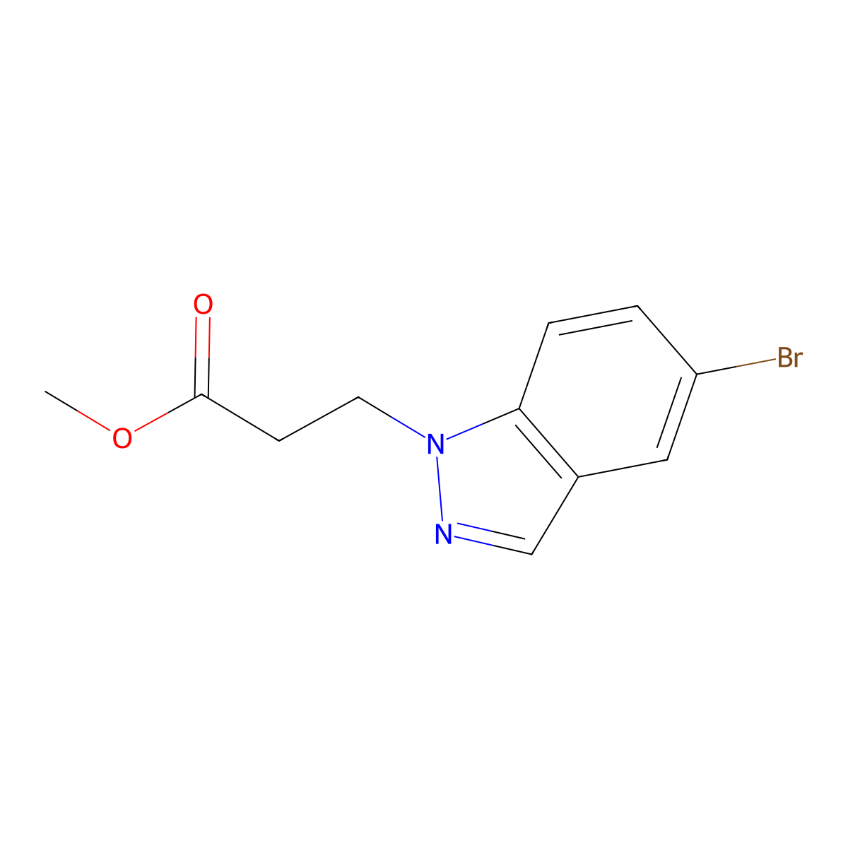 methyl 3-(5-bromo-1H-indazol-1-yl)propanoate molecular structure, CAS 2113338-28-4