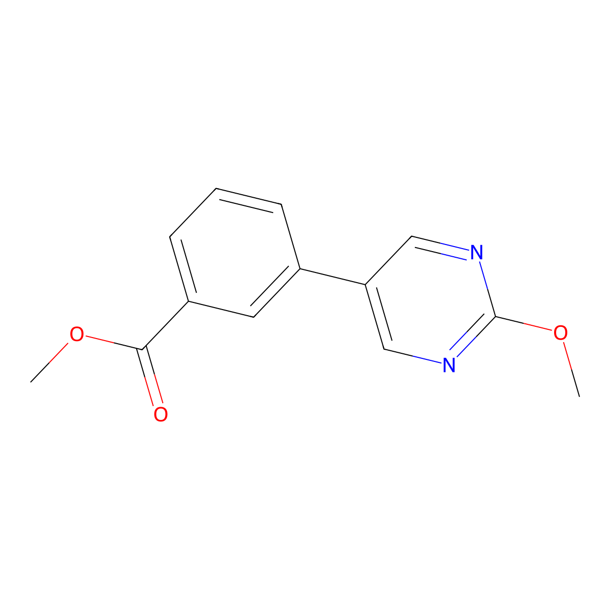 Methyl 3-(2-methoxy-5-pyrimidinyl)benzoate molecular structure, CAS 2113339-14-1
