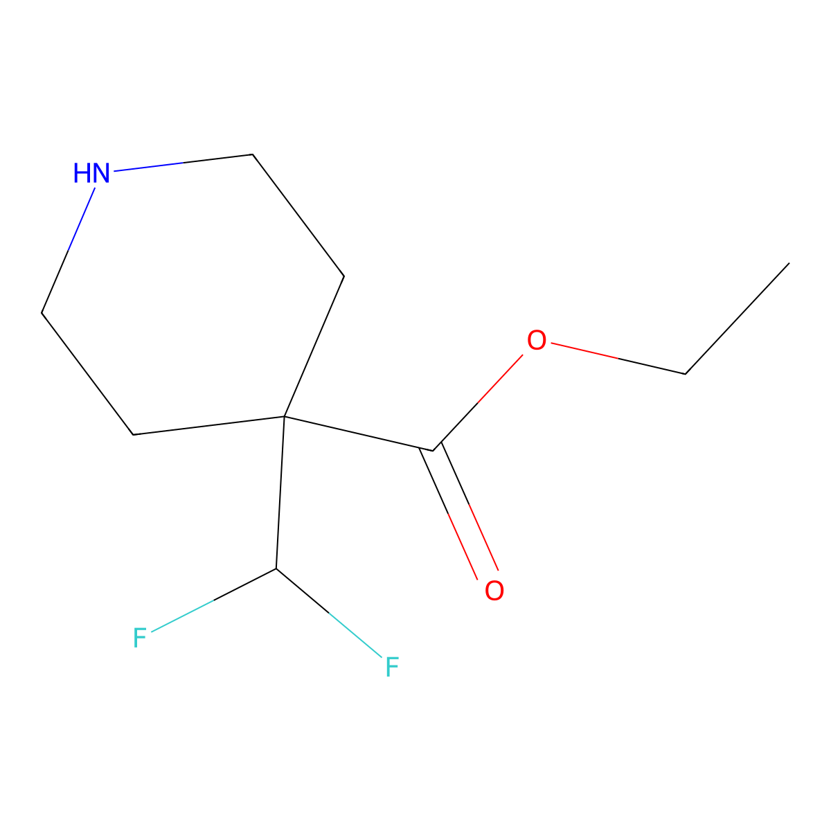 Ethyl 4-(difluoromethyl)piperidine-4-carboxylate molecular structure, CAS 2113380-37-1