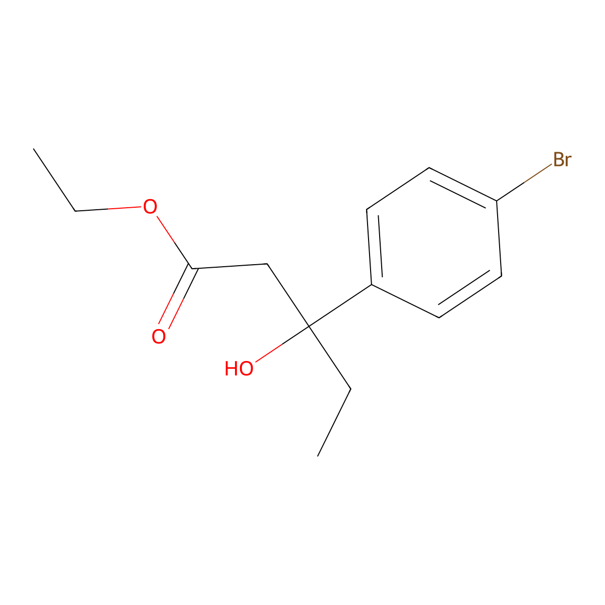 Ethyl 3-(4-bromophenyl)-3-hydroxypentanoate molecular structure, CAS 21134-03-2