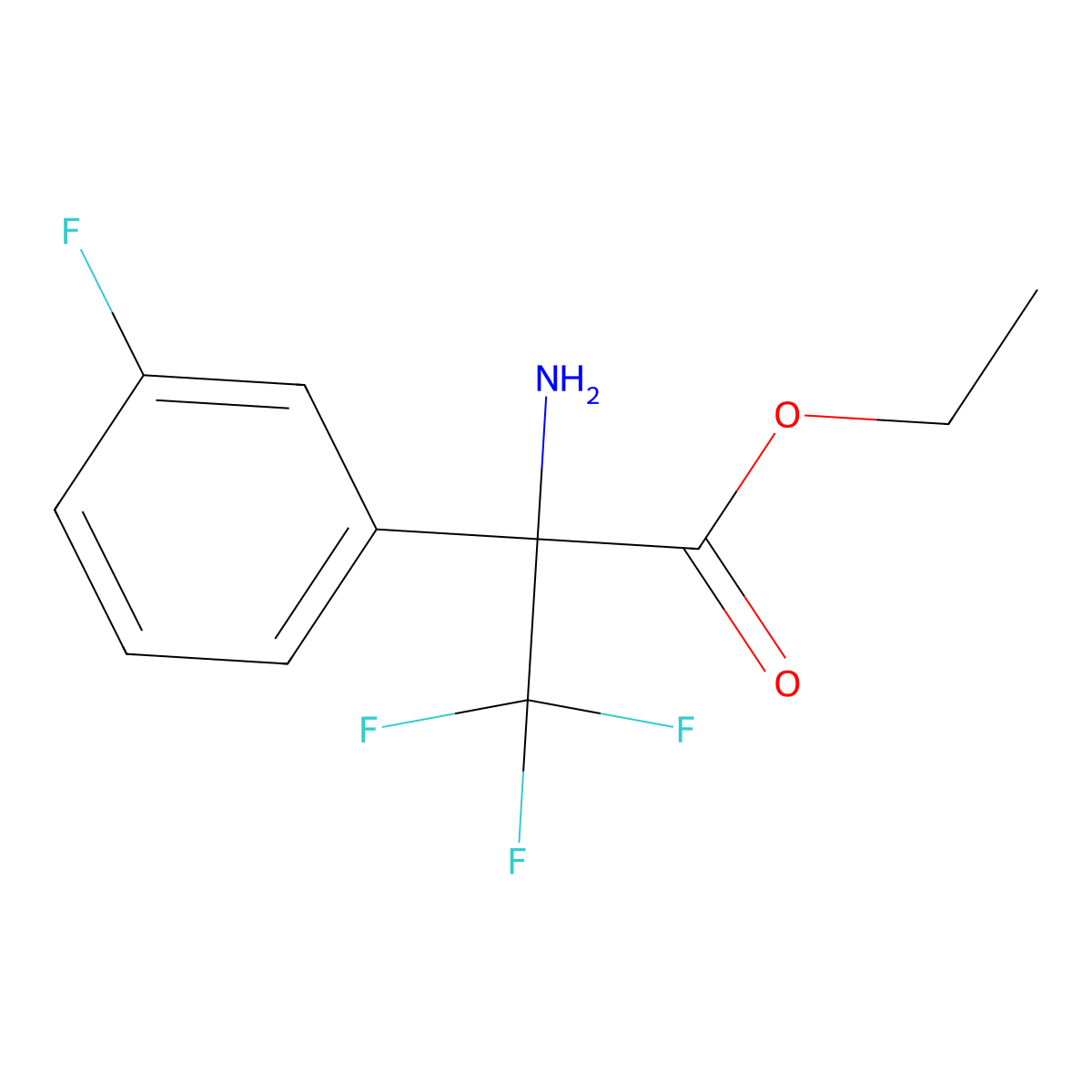 Ethyl 2-amino-3,3,3-trifluoro-2-(3-fluorophenyl)propanoate molecular structure, CAS 2113411-68-8
