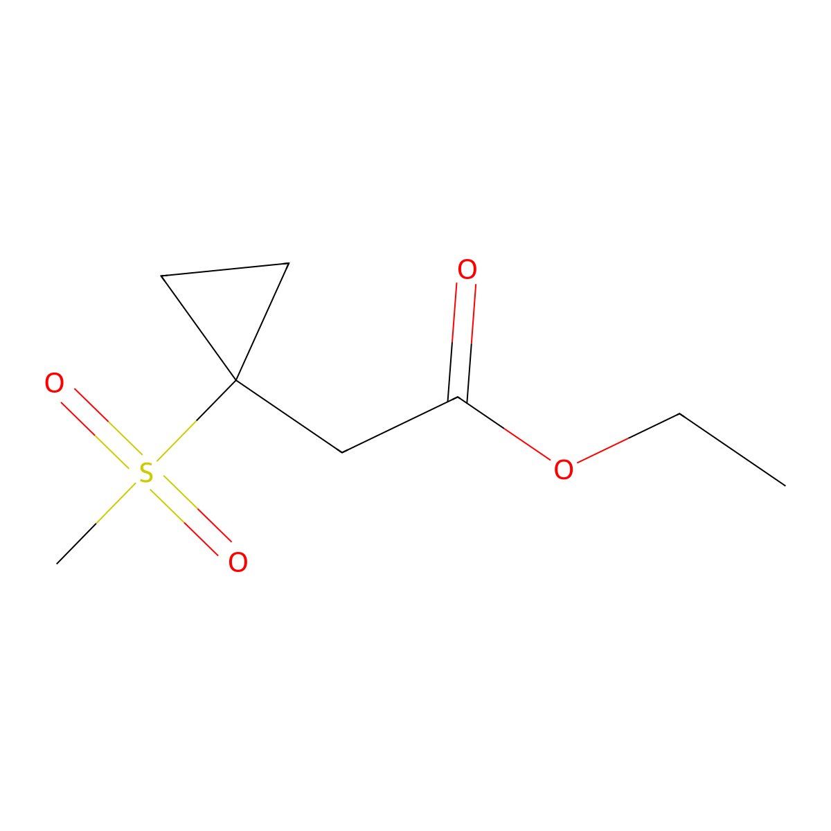 Ethyl 2-(1-(methylsulfonyl)cyclopropyl)acetate molecular structure, CAS 2113444-32-7